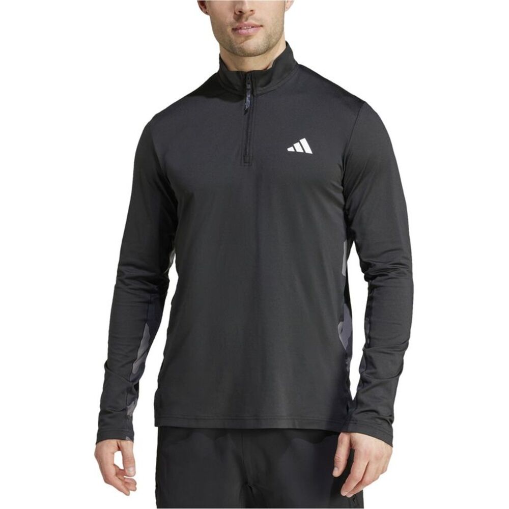 Adidas Mens Quarter-Zip Camo Panel Sweatshirt, NWT